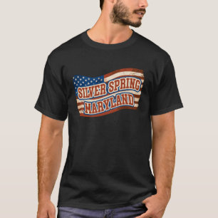 Silver Spring City Maryland Vintage American Flag T-Shirt
