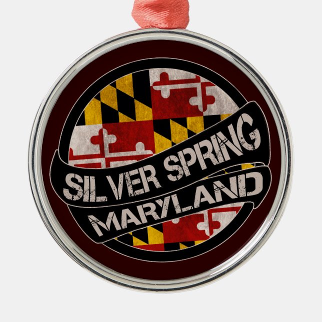 Silver Spring Maryland flag grunge round ornament (Front)