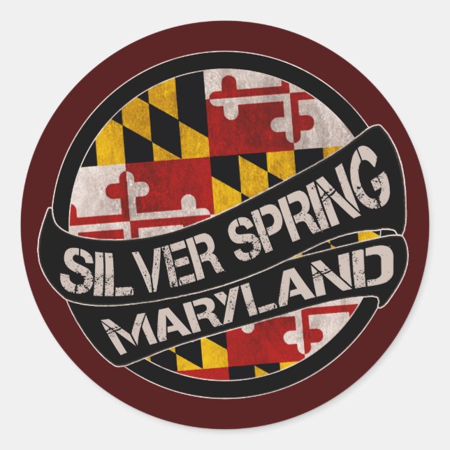 Silver Spring Maryland flag grunge stickers (Front)