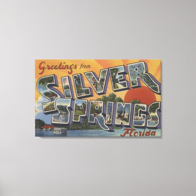 Silver Springs, Florida - Large Letter Scenes 2 Canvas Print (Front)