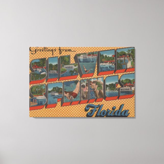 Silver Springs, Florida - Large Letter Scenes Canvas Print (Front)