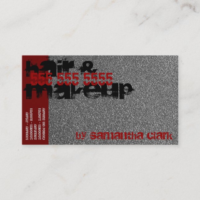 Silver Sprinkles Distressed Style Red and Black Business Card (Front)