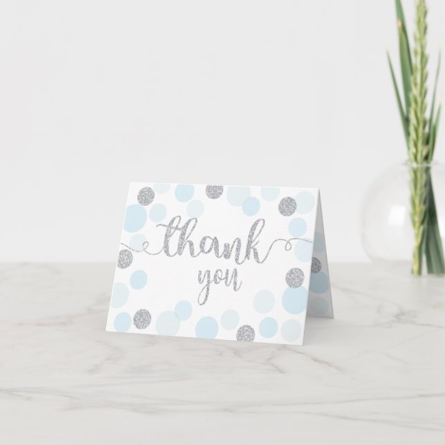 Silver Sprinkles Scatter Blue Dots Thank You (Front)