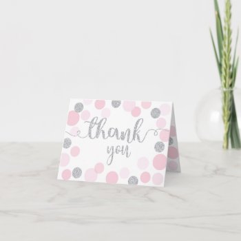Silver Sprinkles Scatter Pink Dots Thank You by NouDesigns at Zazzle