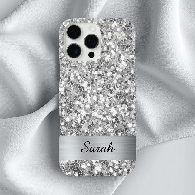 Silver Square Glitter Shimmer Strip Foil Case-Mate iPhone Case (Silver Square Glitter Shimmer Strip Foil Case-Mate iPhone Case)
