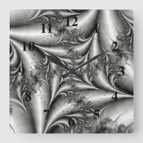 Silver Square Spiral Wall Clock