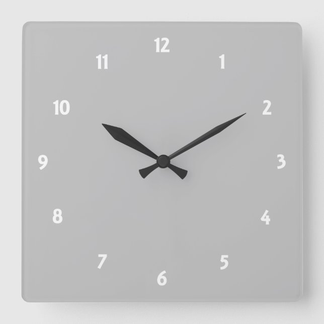Silver Square Wall Clock (Front)