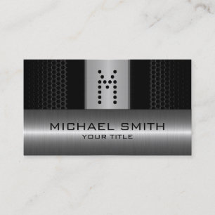 Silver Stainless Modern Black Hole Steel Look Business Card