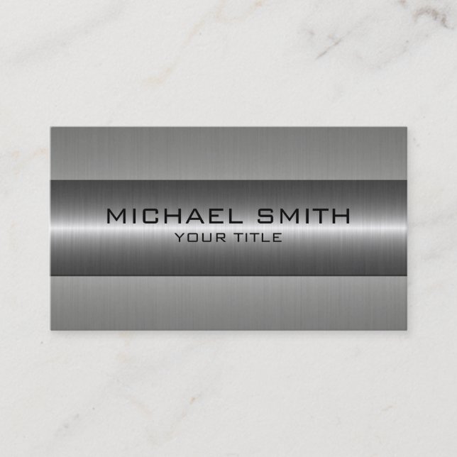 Silver Stainless Steel Look Business Card (Front)