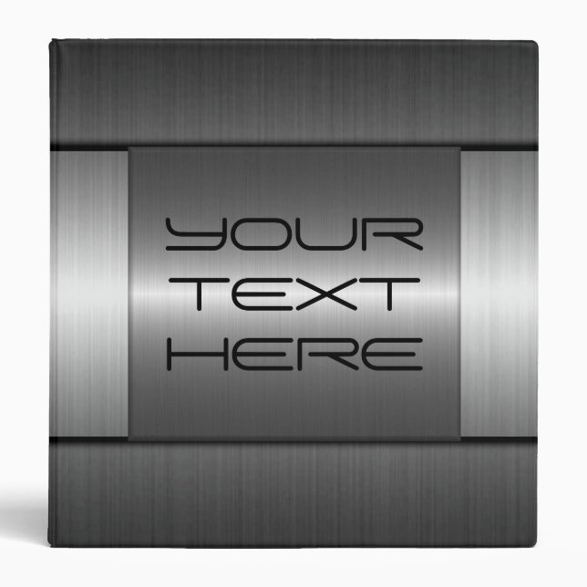 Silver Stainless Steel Metal 3 Ring Binder (Front)
