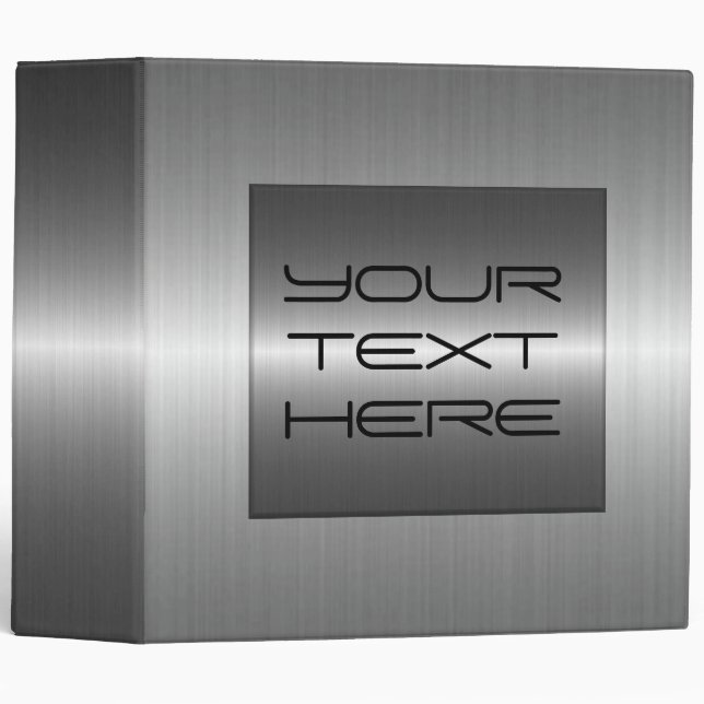 Silver Stainless Steel Metal 3 Ring Binder (Front/Spine)