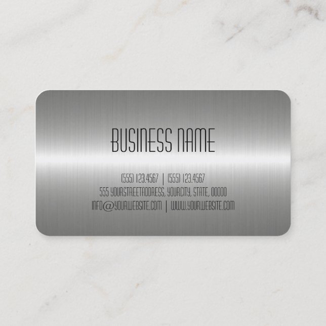 Silver Stainless Steel Metal Business Card (Back)