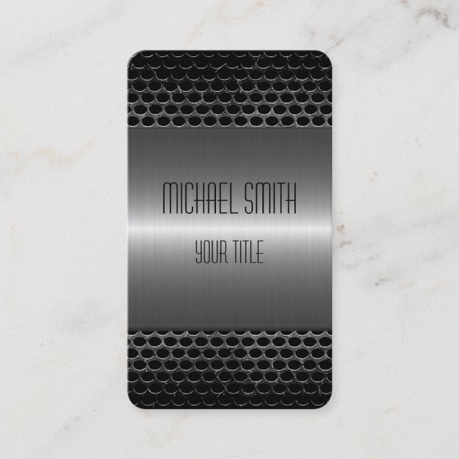 Silver Stainless Steel Metal Hole 2 Business Card (Front)