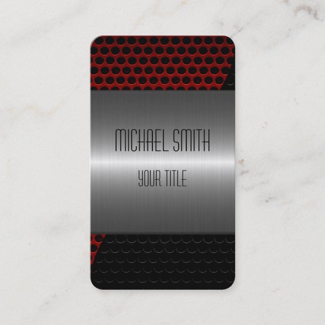 Silver Stainless Steel Metal Hole 3 Business Card (Front)