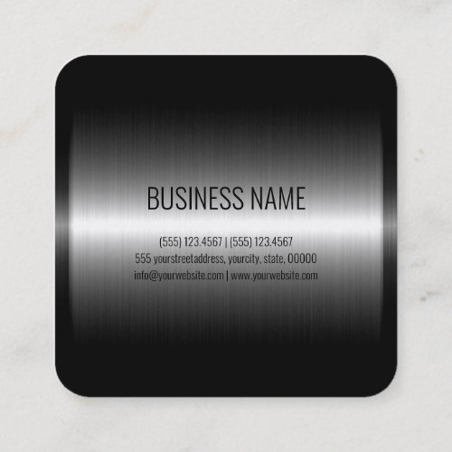 Silver Stainless Steel Metal Look 2 Square Business Card