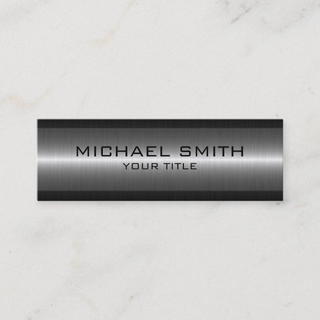 Silver Stainless Steel Metal Look Mini Business Card (Front)