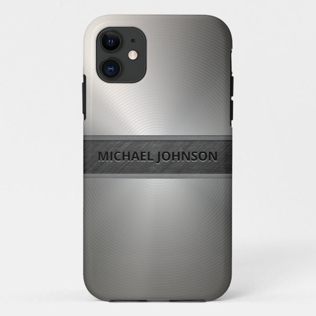 Silver Stainless Steel Metal Modern Case-Mate iPhone Case (Back)