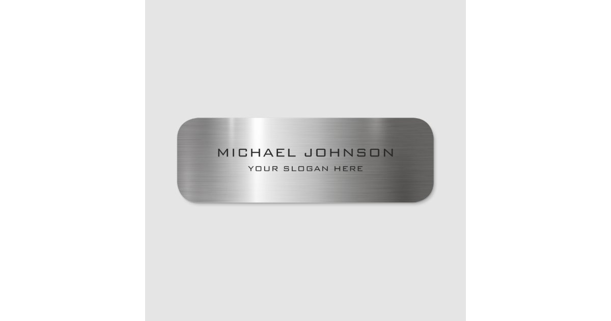 Silver Stainless Steel Metal Name Tag Zazzle