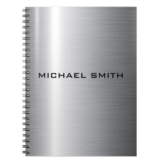 Silver Stainless Steel Metal Notebook (Front)