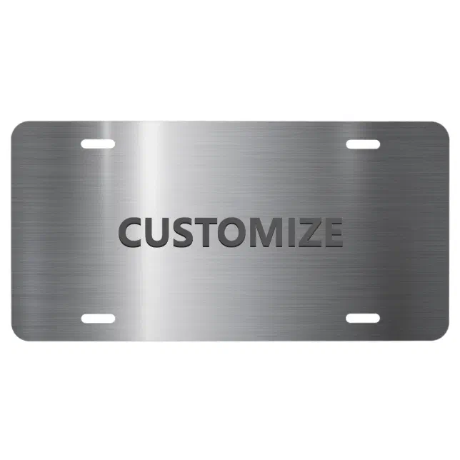 Silver Stainless Steel Metal Personalize License Plate Zazzle