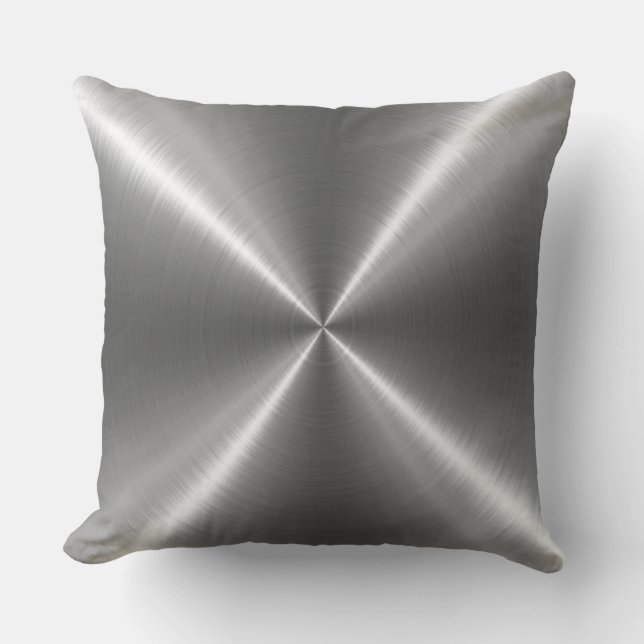 Silver Stainless Steel Metal Throw Pillow (Front)