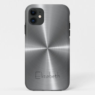 Silver Stainless Steel Print iPhone 11 Case