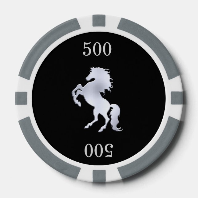 Silver Stallion Black Poker Chips (Front)