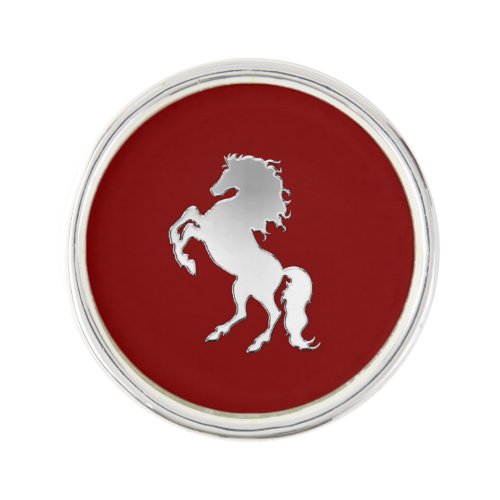 Silver Stallion on Red Lapel Pin