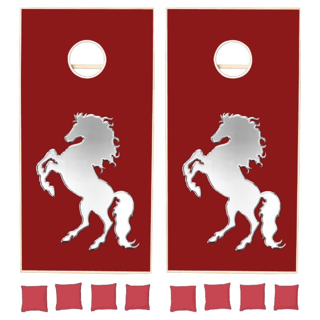 Silver Stallion on Red Regulation Cornhole Set (Set)