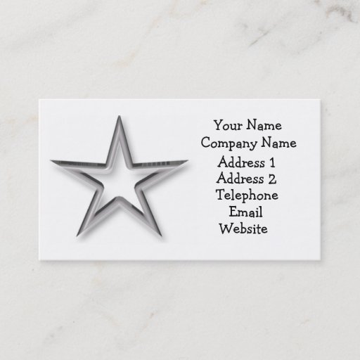 Customizable Silver Star Business Card
