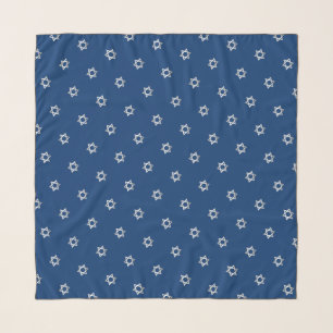 Silver Star David Pattern Slate Blue Head Scarf