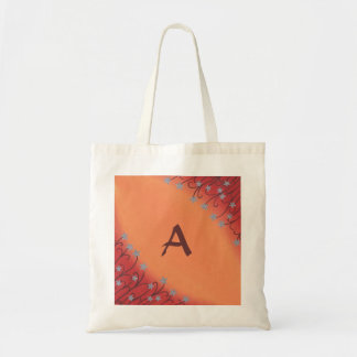 Silver Star Flowers on Red Orange, Monogram Bags