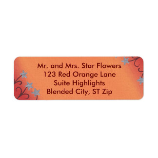 Silver Star Flowers Red Orange Address Labels