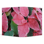 Silver Star Marble Poinsettias Pink Holiday Floral 3 Ring Binder