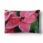 Silver Star Marble Poinsettias Pink Holiday Floral Accessory Pouch