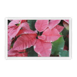 Silver Star Marble Poinsettias Pink Holiday Floral Acrylic Tray