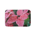 Silver Star Marble Poinsettias Pink Holiday Floral Bath Mat