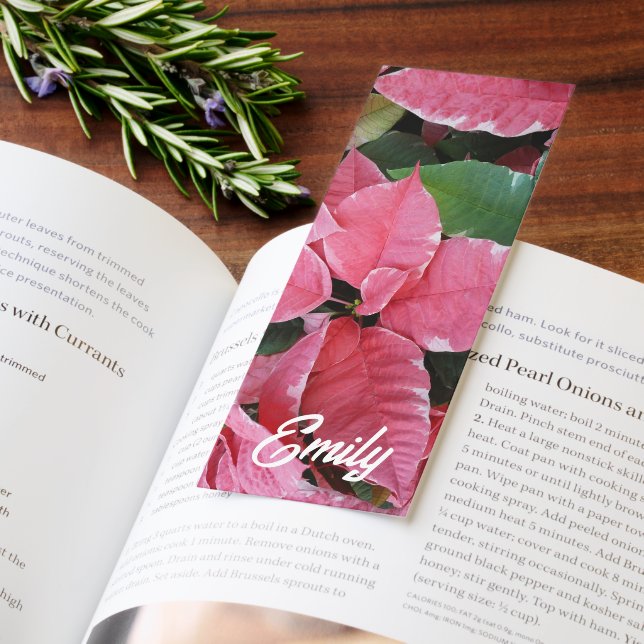 Silver Star Marble Poinsettias Pink Holiday Floral Bookmarks (Book)