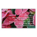 Silver Star Marble Poinsettias Pink Holiday Floral Business Card Magnet