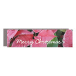 Silver Star Marble Poinsettias Pink Holiday Floral Car Magnet