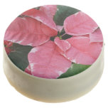 Silver Star Marble Poinsettias Pink Holiday Floral Chocolate Covered Oreo
