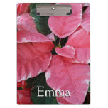 Silver Star Marble Poinsettias Pink Holiday Floral Clipboard