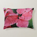 Silver Star Marble Poinsettias Pink Holiday Floral Decorative Pillow