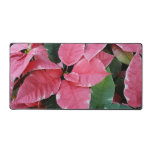 Silver Star Marble Poinsettias Pink Holiday Floral Desk Mat