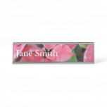 Silver Star Marble Poinsettias Pink Holiday Floral Desk Name Plate