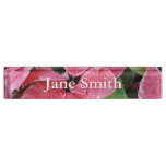 Silver Star Marble Poinsettias Pink Holiday Floral Desk Name Plate