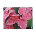 Silver Star Marble Poinsettias Pink Holiday Floral Doormat