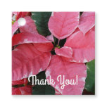 Silver Star Marble Poinsettias Pink Holiday Floral Favor Tags