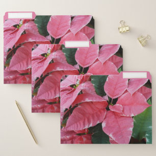 Silver Star Marble Poinsettias Pink Holiday Floral File Folder