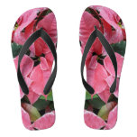 Silver Star Marble Poinsettias Pink Holiday Floral Flip Flops